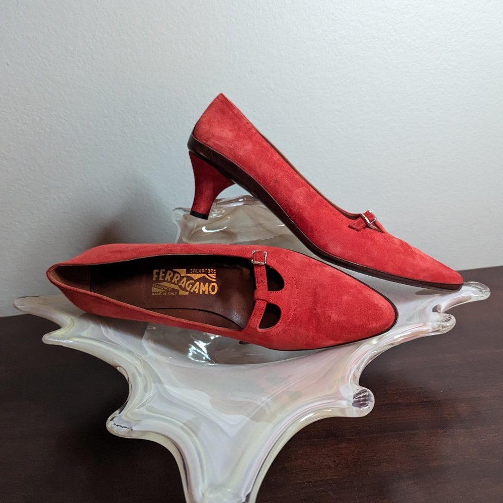 Salvatore Ferragamo Red Suede Shoes